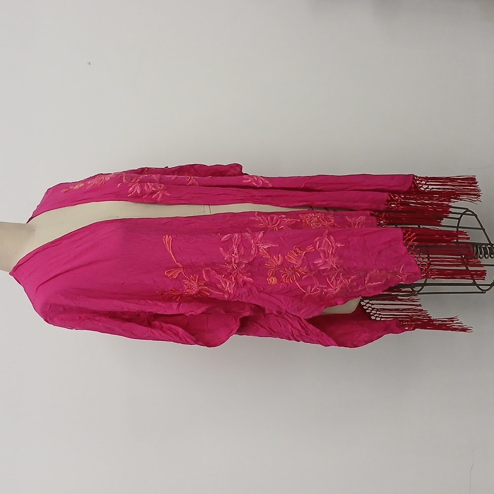 NWT Chico's Floral Embroidered Ruana Coverup wrap in Summer Berry / OS - Picture 3 of 9